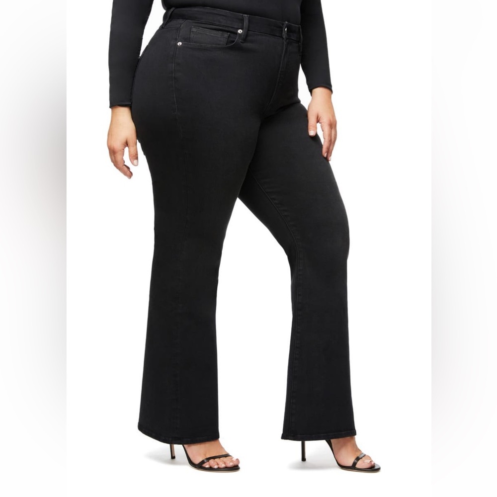 NWT Good American High Rise The Flare Denim Jeans - Black